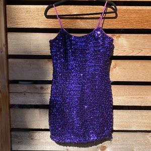 Vintage disco purple sequin dress. Hollywood Nites